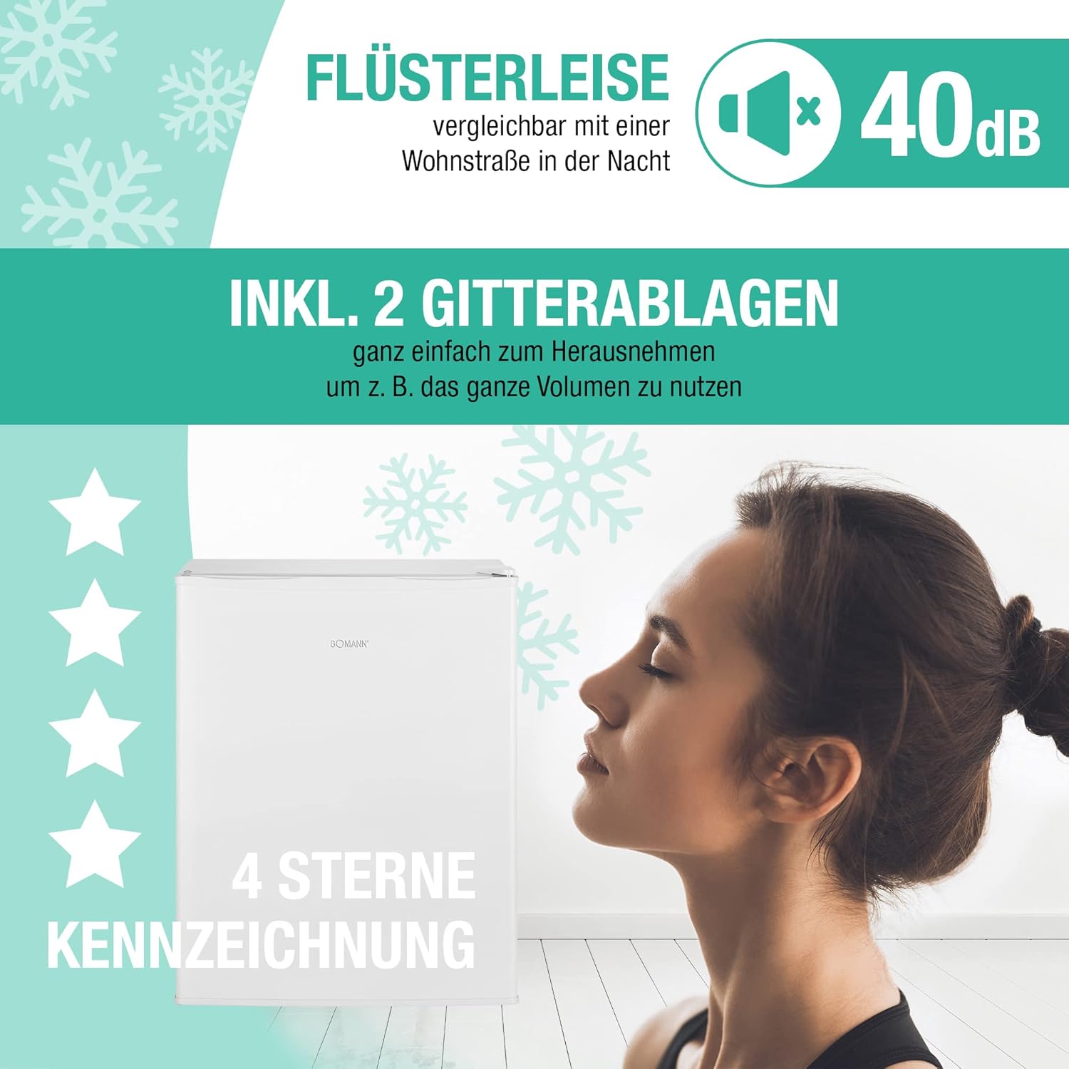Bomann® Gefrierschrank klein mit 42L Nutzinhalt | Mini Gefrierschrank mit 2 herausnehmbaren Gitterablagen | Gefrierschrank mit wechselbarem Türanschlag & stufenloser Temperaturreglung |GB 7236 schwarz – Bild 18