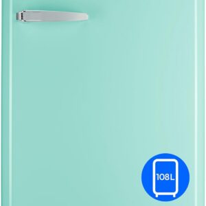 MEDION Retro Kühl-Gefrierkombination (95L Kühlschrank, 13L 4 Sterne Gefrierfach, 108 Liter Nutzinhalt, LED Innenbeleuchtung, Stufenlose Temperaturregelung, MD 37790) rot