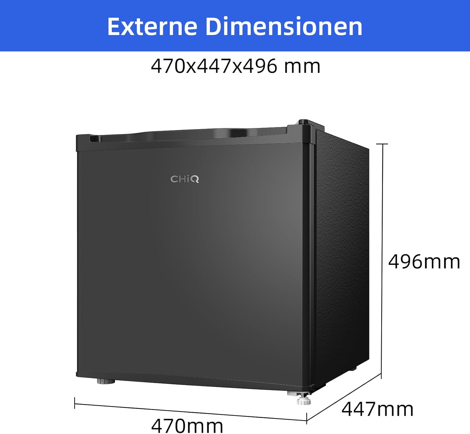 CHIQ Mini Bar Fridge 46 L, Mini Fridge, 49.6 x 47.4 x 44.7 cm (H x W x D), E Energy Consumption 80 kWh per Year, Very Quiet 39 dB – Bild 19