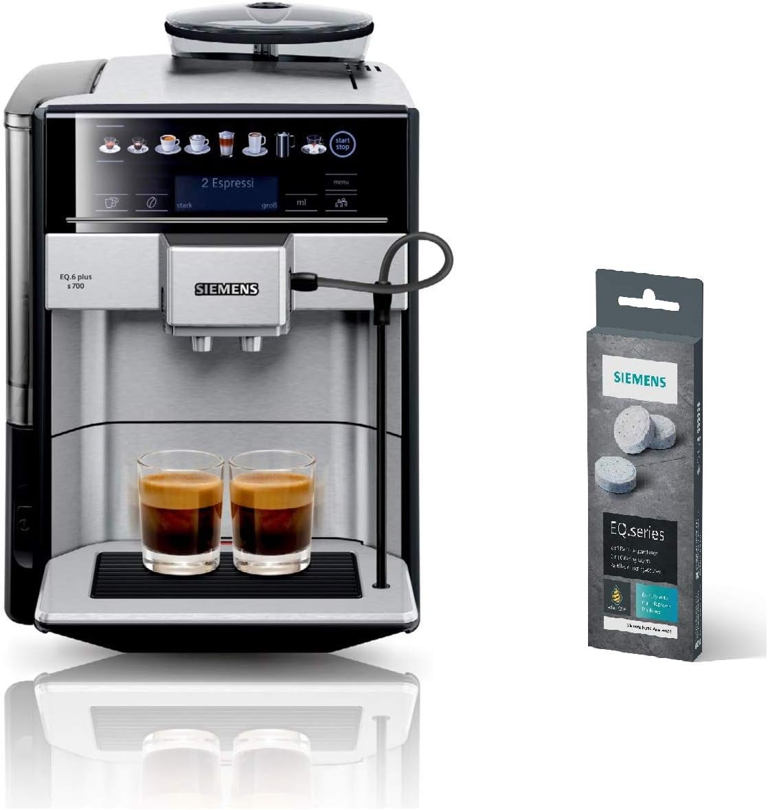 SIEMENS Kaffeevollautomat EQ6 plus s700 TE657503DE, für viele Kaffeespezialitäten, Milch-Aufschäumdüse, Keramikmahlwerk, Doppeltassenfunktion, Antikalk, automatische Dampfreinigung, 1500 W, edelstahl – Bild 3