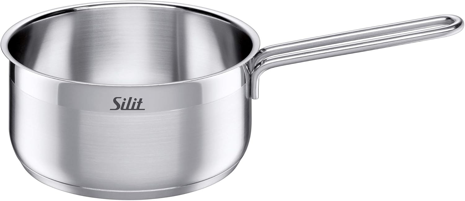 Silit Toskana Topfset induktionsgeeignet 10-teilig, Kochtopf Set mit Glasdeckel, Induktionskochtöpfe, Milchtopf, Dämpfer, Pfanne, Edelstahl teilmattiert, Induktions Töpfe Set unbeschichtet – Bild 4