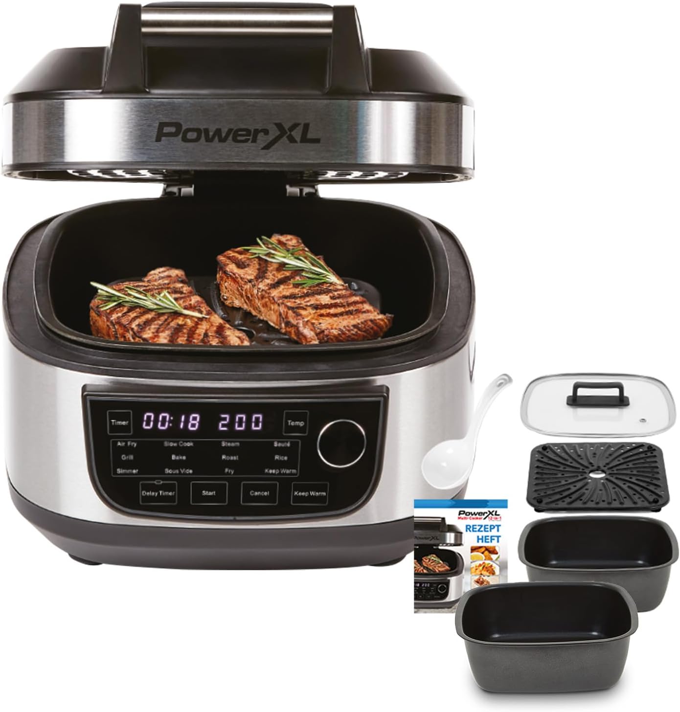 PowerXL MultiCooker - 12 in 1 Multikocher mit Warmhaltefunktion - Heißluftfritteuse, Backofen, Bratpfanne, Reiskocher uvm. - 5,7 Liter Fassungsvermögen - 12 Kochprogramme - Airfryer - Kaloriensparend – Bild 6