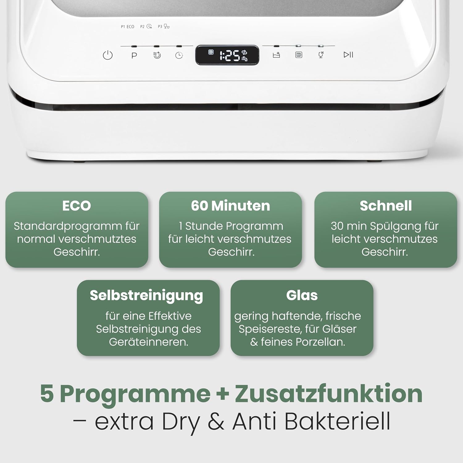 Bomann® Tischgeschirrspüler mit 5L Wassertank | ohne Wasseranschluss nutzbar | Mini Geschirrspüler | 5 Programme | Mini Spülmaschine 1-24 h Startvorwahl | Spülmaschine klein Tischspülmaschine TSG 5701 – Bild 8