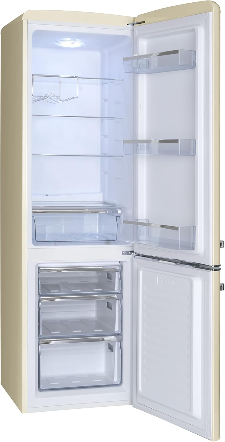 Amica KGCR 387 100 B Retro Kühl-/Gefrierkombination / Coffee Cream (Beige) / 181cm (H) x 55cm (B) x 62cm (T) / Retro-Design / Kühlschrank mit Gefrierfach – Bild 6